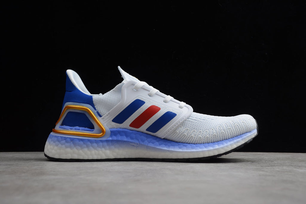 Adidas UltraBOOST 20 FY9039 Running Shoes, in White Blue - product image from the listing.