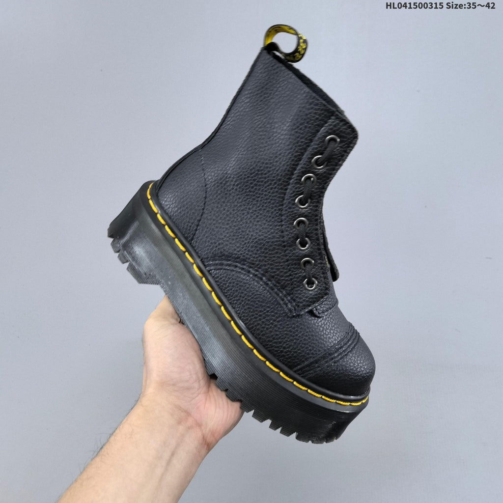 Black Platform Lace-Up Ankle Boots by Dr. Martens - product image from the listing.