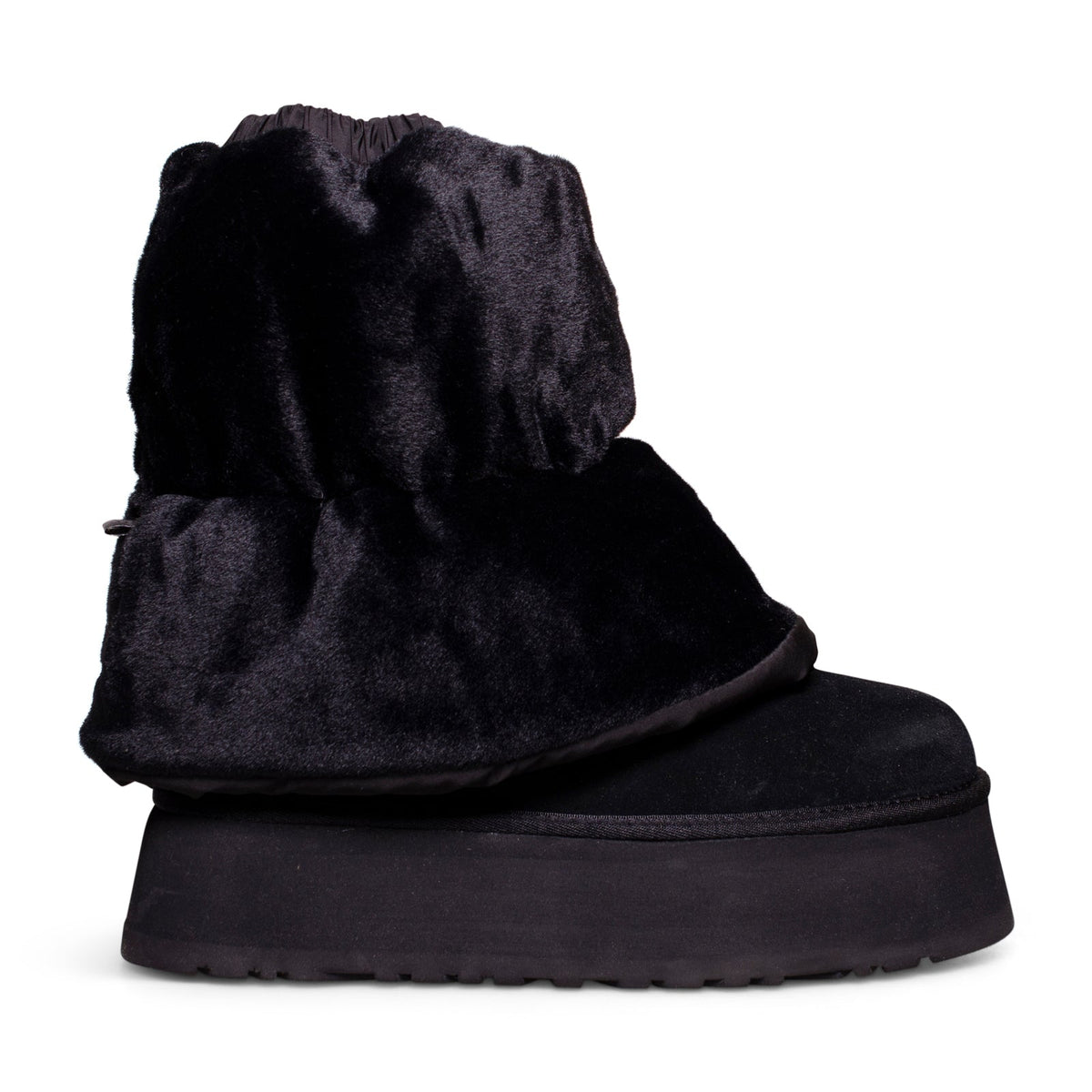 Women's UGG Classic Mini Dipper Puffer Platform Black Boots - product image from the listing.