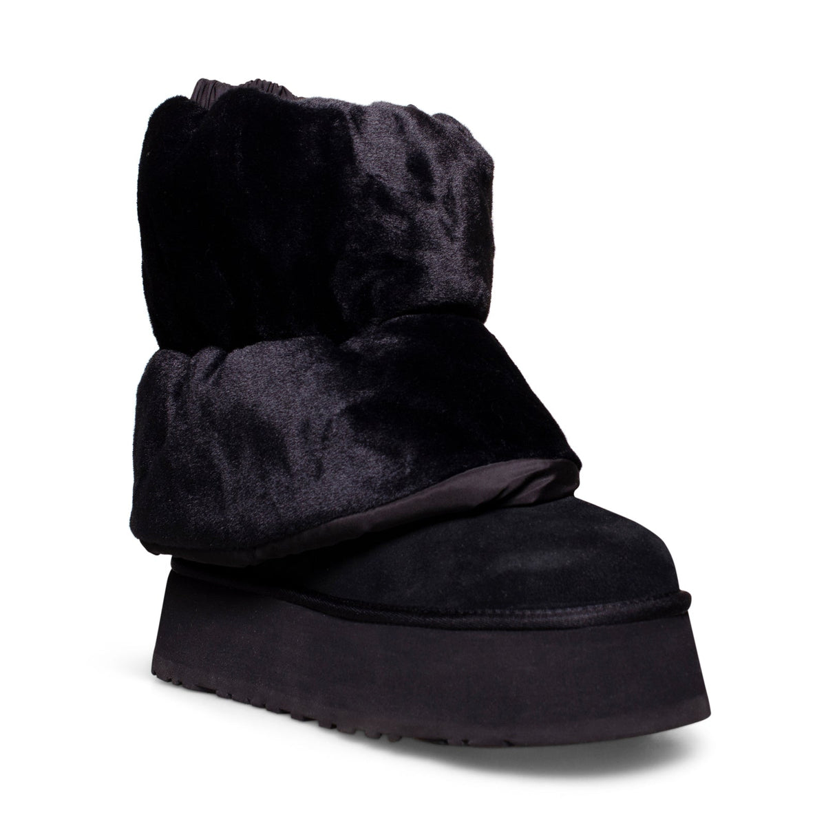 Women's UGG Classic Mini Dipper Puffer Platform Black Boots - product image from the listing.