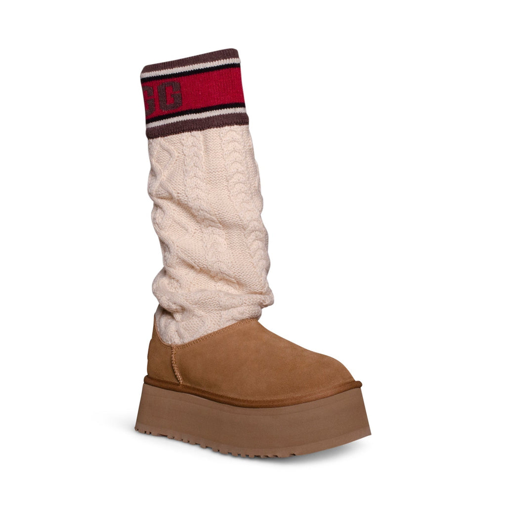 Women's UGG Classic Sweater Letter Chestnut Boots - product image from the listing.