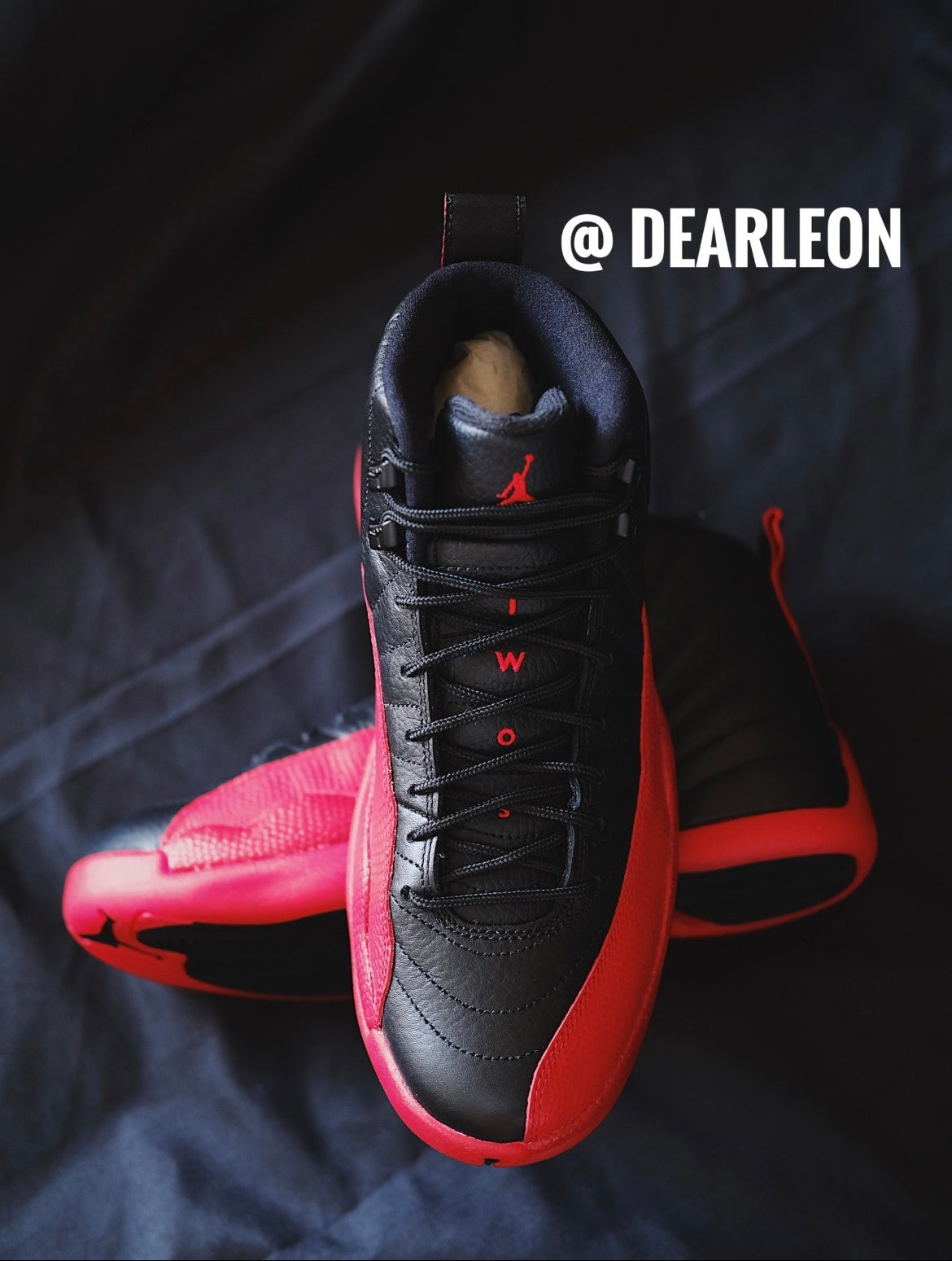 Air Jordan 12 Retro Flu Game Black Red Sneakers - product image from the listing.