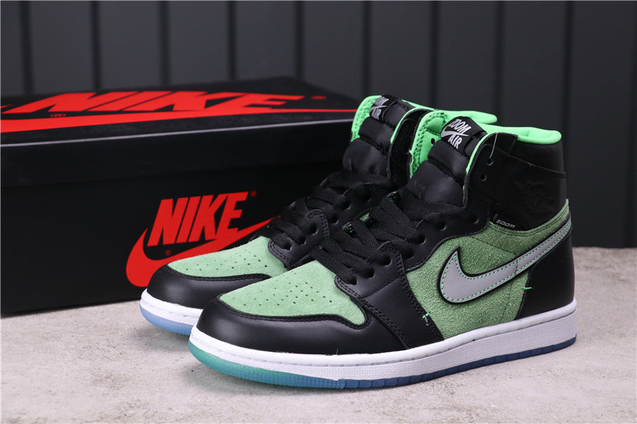 Air Jordan 1 High Zoom Rage Sneakers in Green CK6637-002 - product image from the listing.
