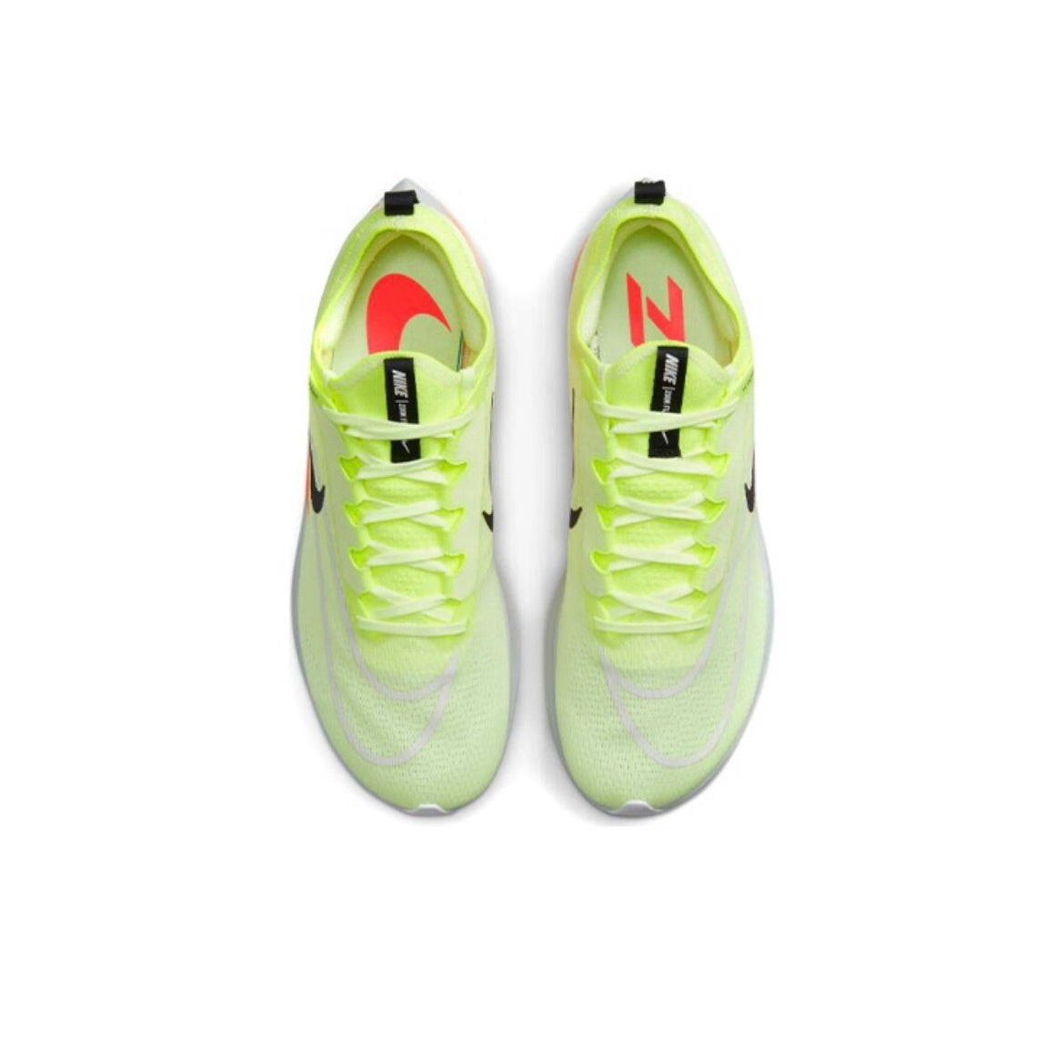 Nike Zoom Fly 4 Running Shoes, in Volt and Orange CT2392-700 - product image from the listing.