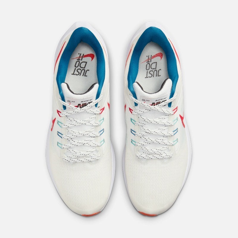 Nike Air Zoom Pegasus 39 Running Shoes in White Red Blue FD4322-161 - product image from the listing.