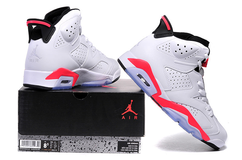 White and Infrared Basketball Sneakers - Air Jordan 6 High - product image from the listing.