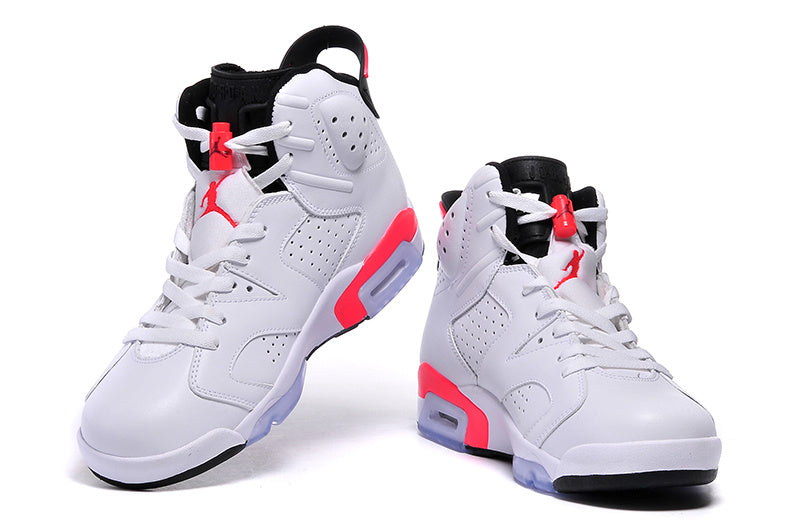 White and Infrared Basketball Sneakers - Air Jordan 6 High - product image from the listing.