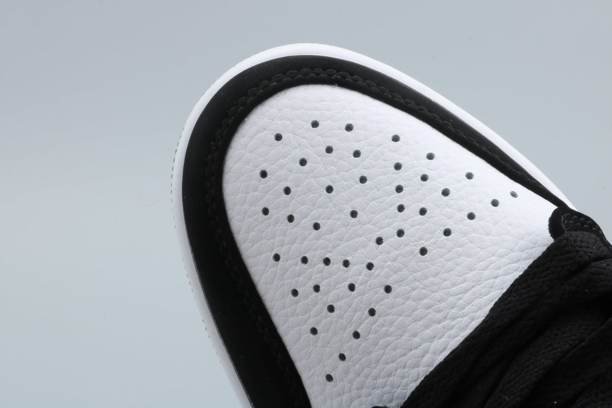 Jordan 1 Low Green Toe Sneakers in Black White Green - product image from the listing.