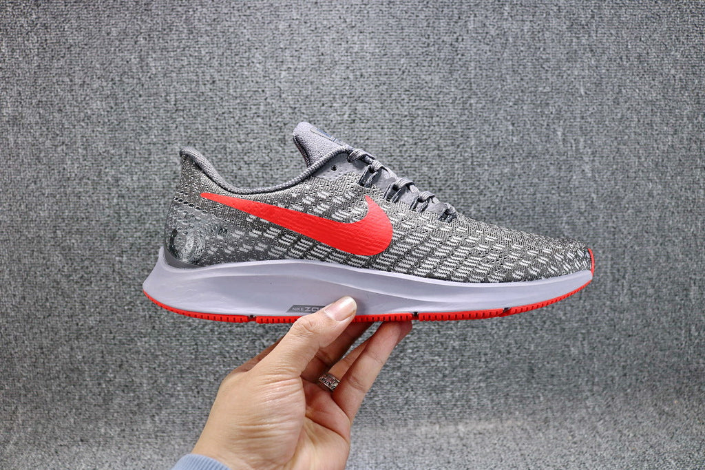 Nike Air Zoom Pegasus 35 Shoes for Running, Grey/Crimson 942851-006 - product image from the listing.