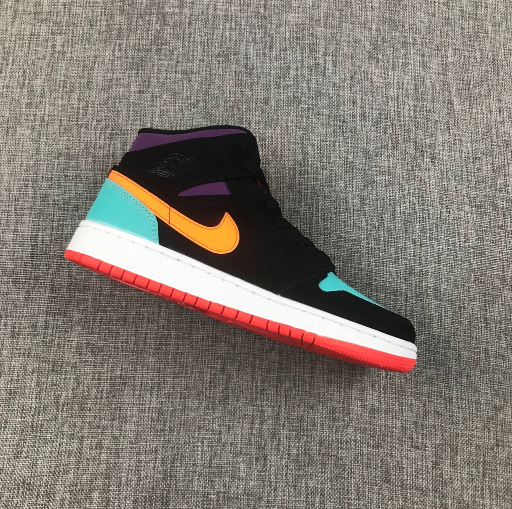 Jordan 1 Mid Sneakers in Multicolor Black 554725-083 - product image from the listing.