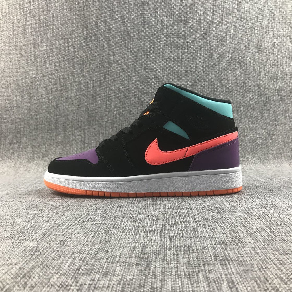 Jordan 1 Mid Sneakers in Multicolor Black 554725-083 - product image from the listing.