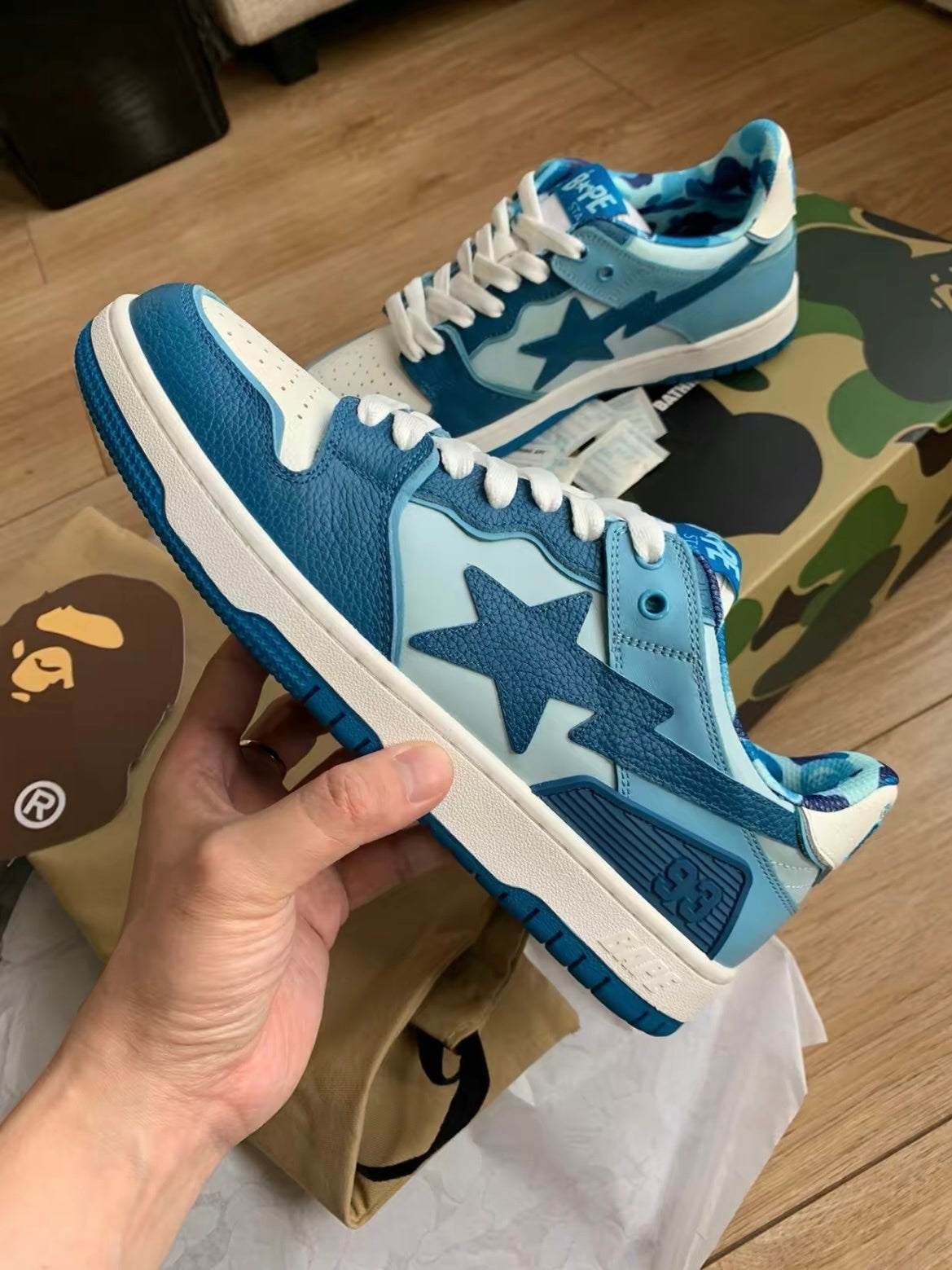 A BATHING APE BAPE SK8 Sta Sneakers in Blue - product image from the listing.