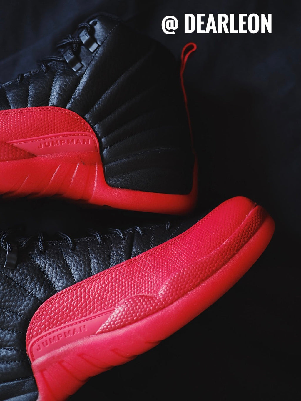 Air Jordan 12 Retro Flu Game Black Red Sneakers - product image from the listing.