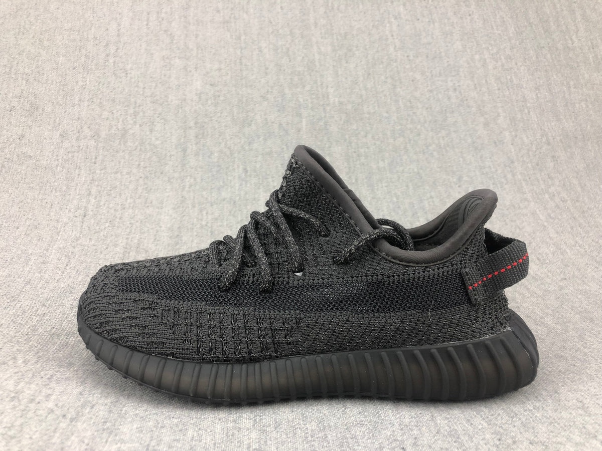 Black Yeezy 350 V2 Kids Sneakers - product image from the listing.