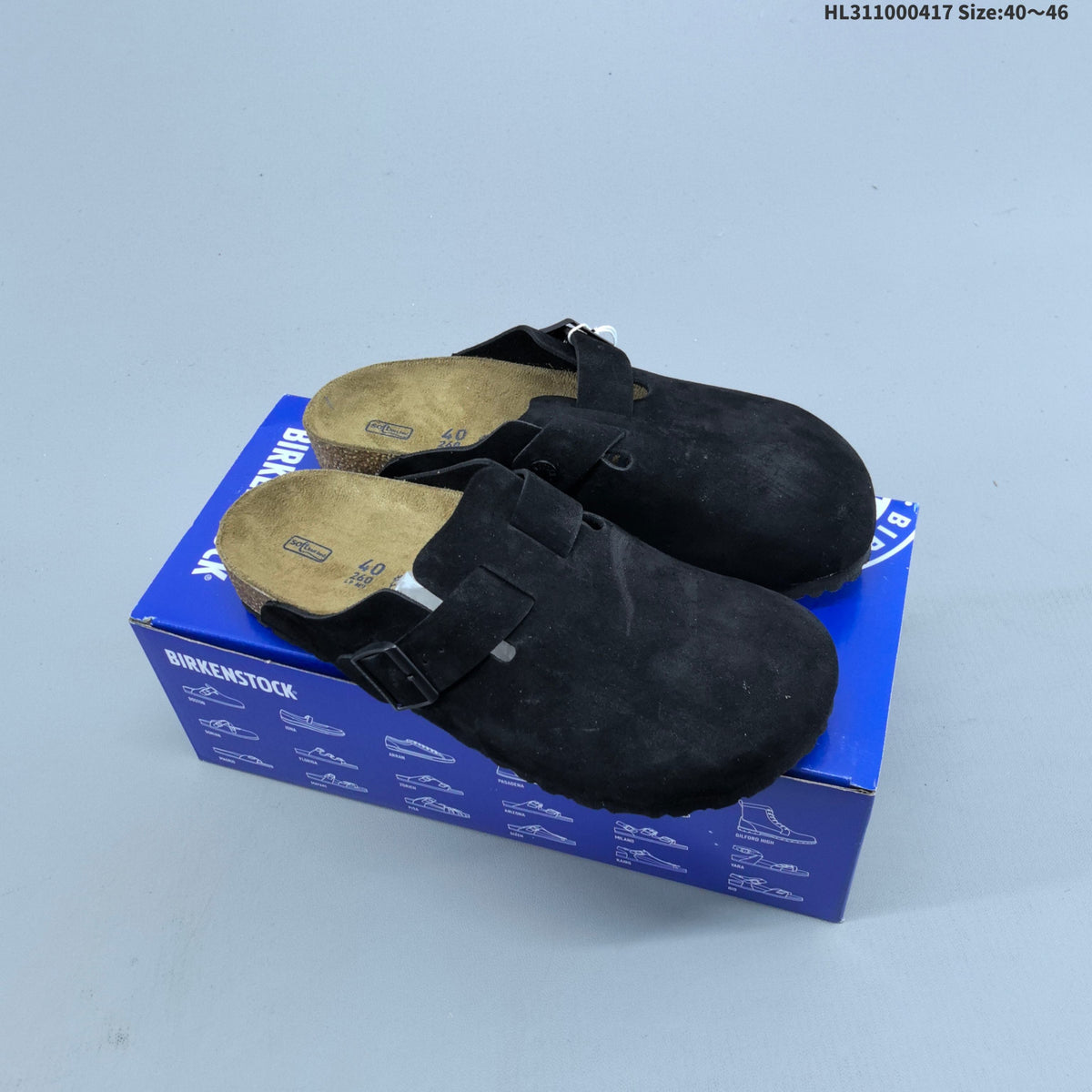 Suede Birkenstock Boston Clog-Style Sandals - product image from the listing.