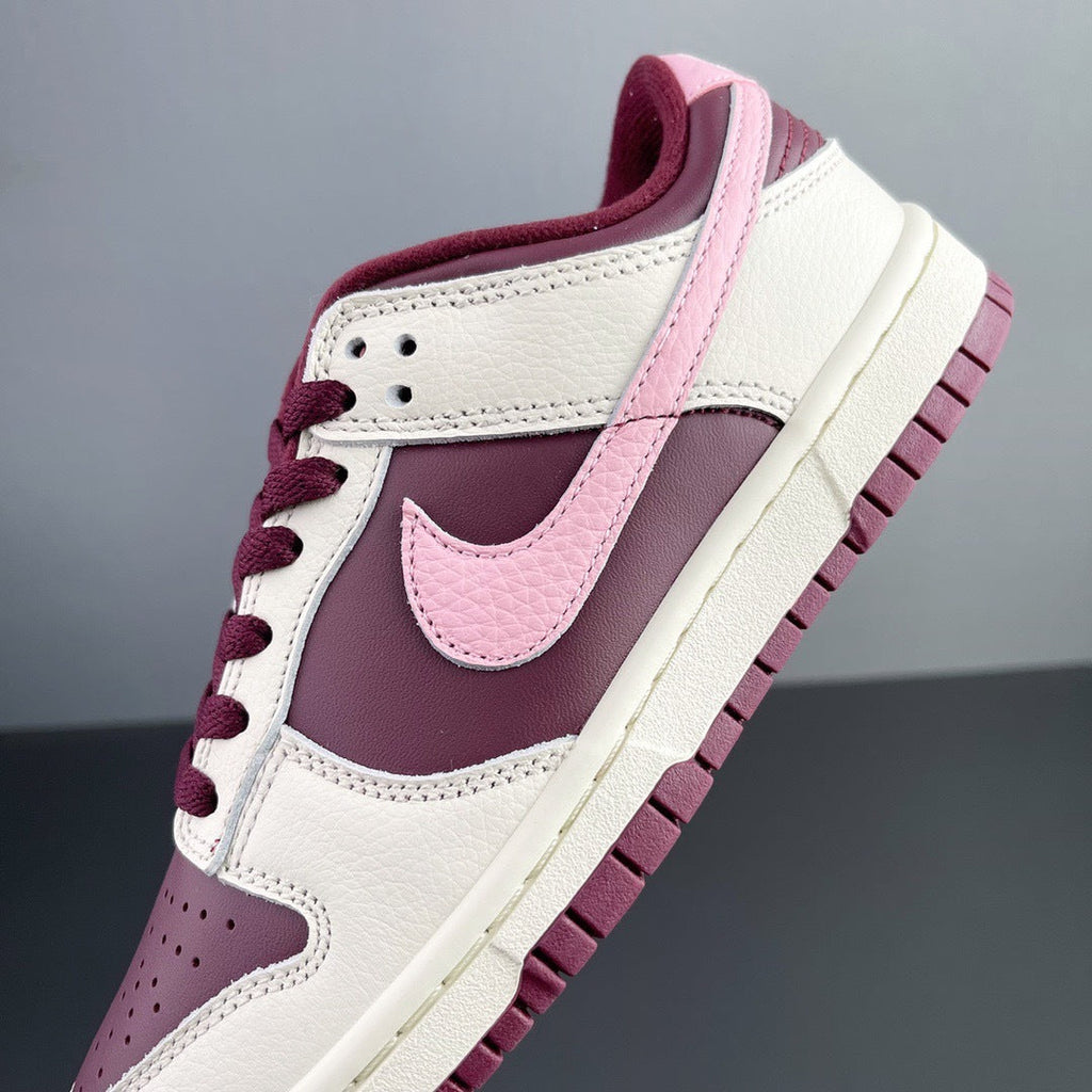 Nike Dunk Low Valentine's Day Sneakers in Burgundy Pink DR9705-100 - product image from the listing.