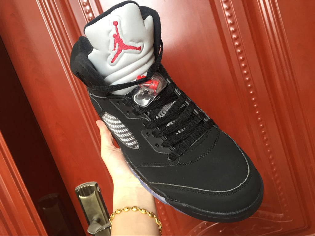 Air Jordan 5 High-Top Sneakers in Black Silver - product image from the listing.