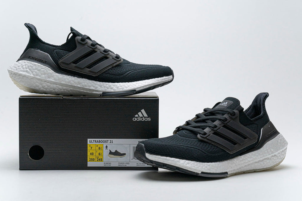 adidas UltraBoost 21 Running Shoes in Black White FY0306 - product image from the listing.