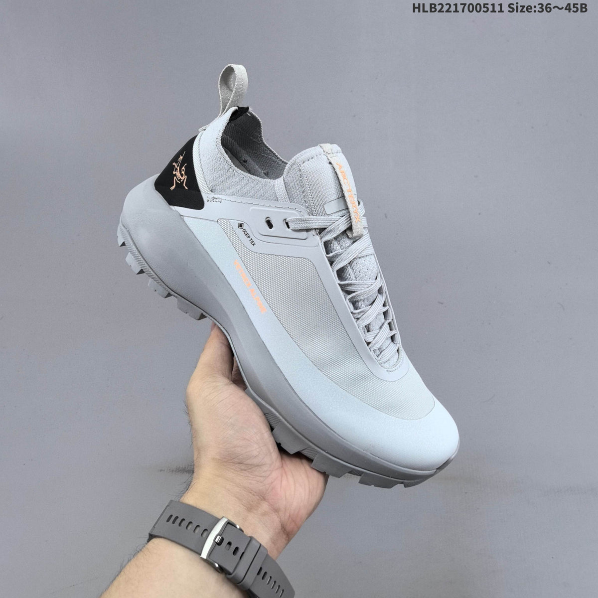 Arc'teryx Konseal Vertex Alpine M Trail Shoes, in Light Gray - product image from the listing.