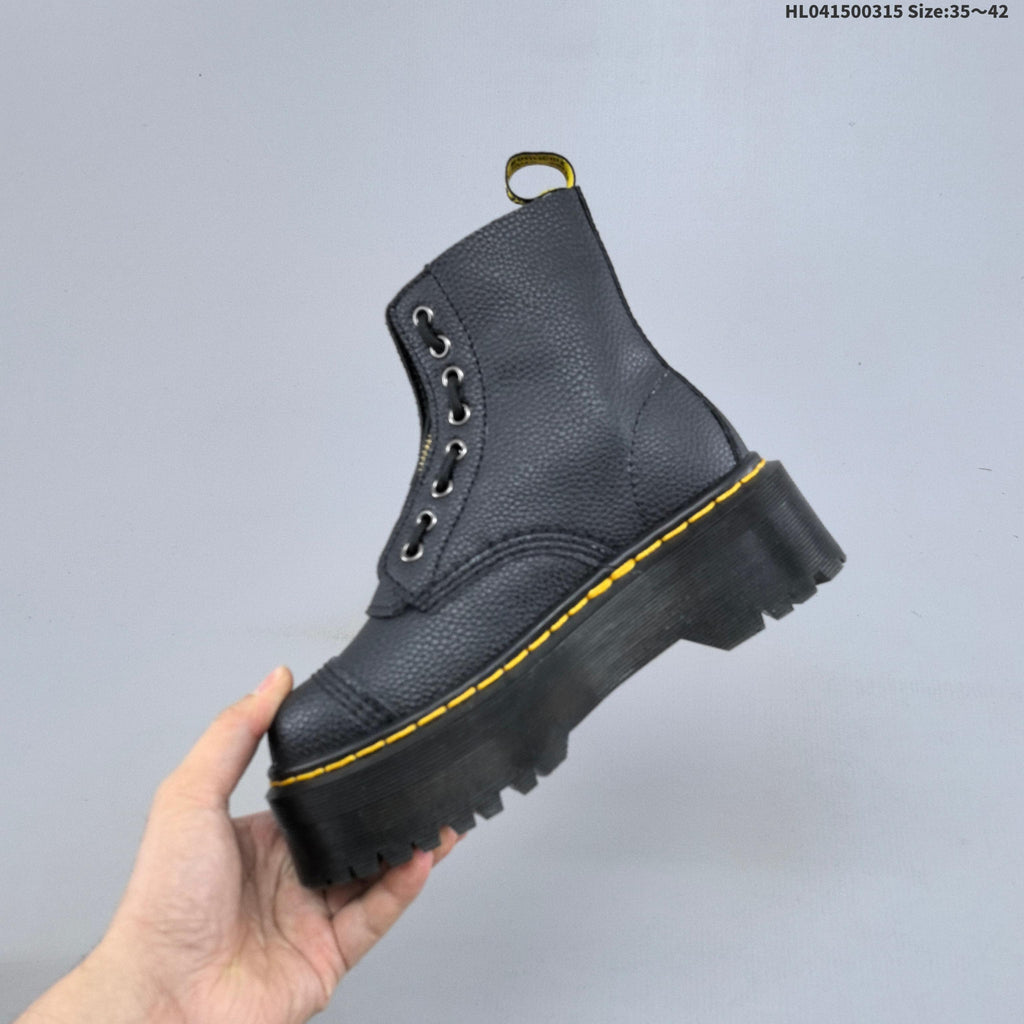 Black Platform Lace-Up Ankle Boots by Dr. Martens - product image from the listing.