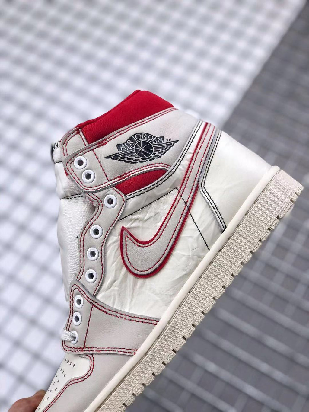Air Jordan 1 Retro High OG Sneakers in White and Red - product image from the listing.