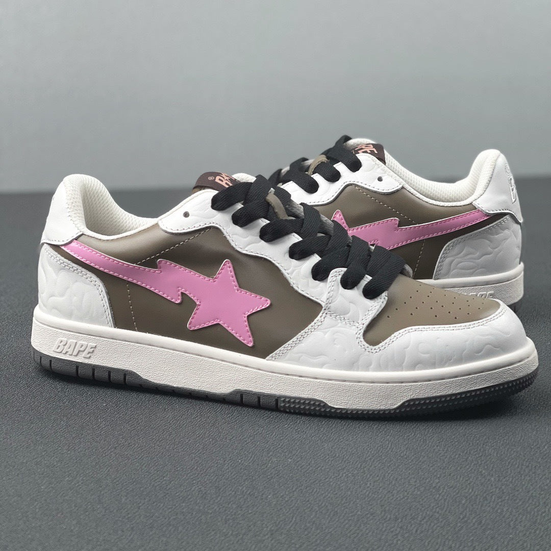 BAPE Sk8 Sta Low-Top Sneakers in White, in Taupe and Pink - product image from the listing.