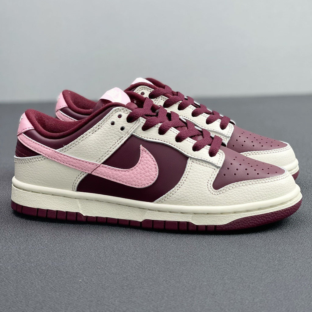 Nike Dunk Low Valentine's Day Sneakers in Burgundy Pink DR9705-100 - product image from the listing.