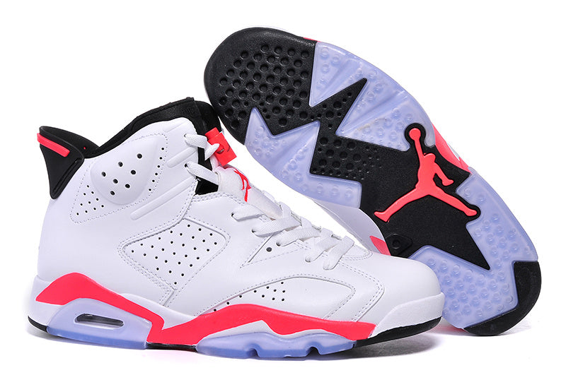 White and Infrared Basketball Sneakers - Air Jordan 6 High - product image from the listing.