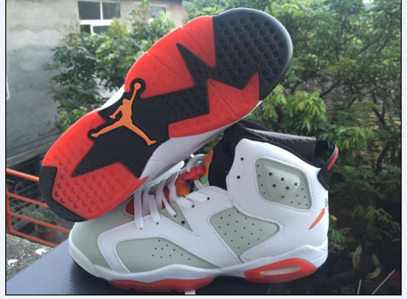 Air Jordan 6 Sneakers in White, in Grey and Red - product image from the listing.