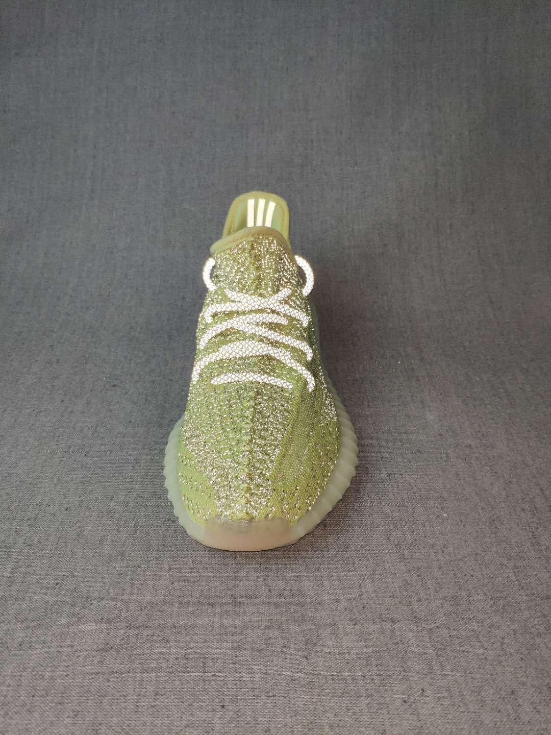 Olive Green and Cream Yeezy 350 V2 Knit Sneakers - product image from the listing.