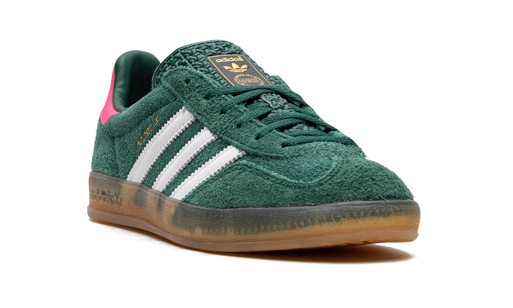 Women's GAZELLE INDOOR "Collegiate Green / Lucid Pink" IG5929 - product image from the listing.