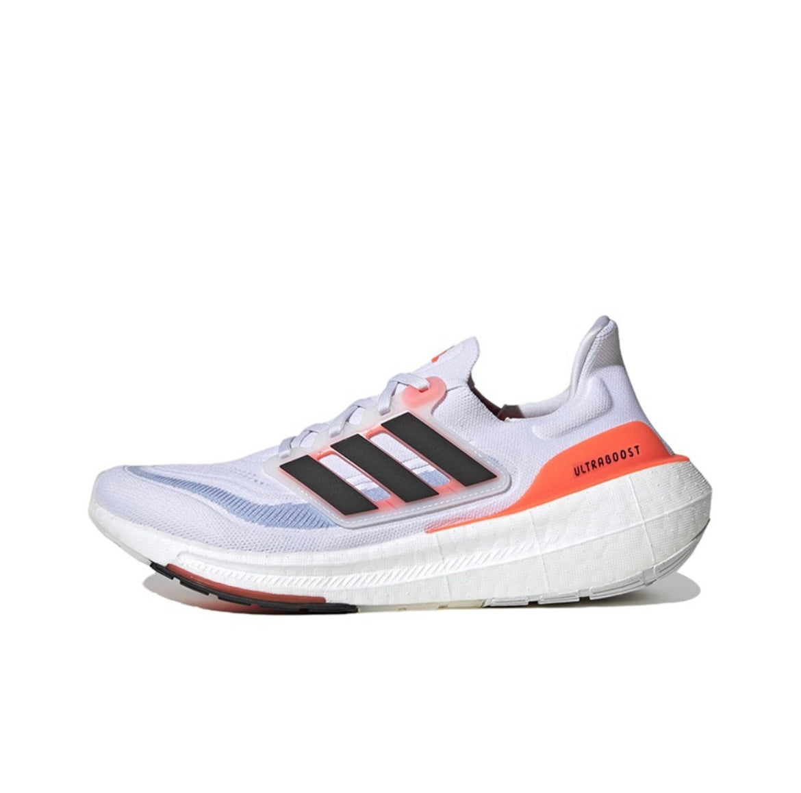 Adidas Ultraboost 23 Running Shoes in White Black Orange HQ6351 - product image from the listing.