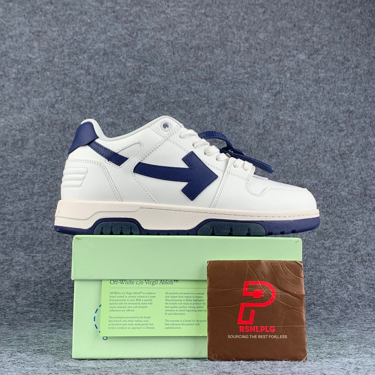 "White White Navy Blue" Off-White Out of Office - product image from the listing.