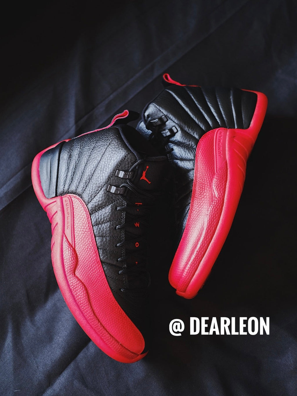Air Jordan 12 Retro Flu Game Black Red Sneakers - product image from the listing.