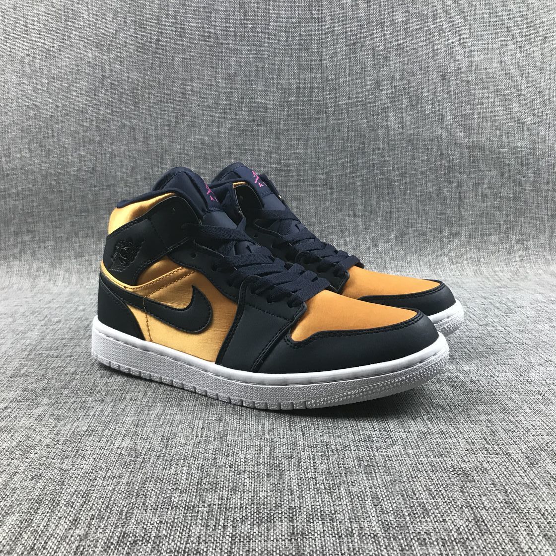 Air Jordan 1 Mid SE Sneakers in Black and Gold 852542-401 - product image from the listing.