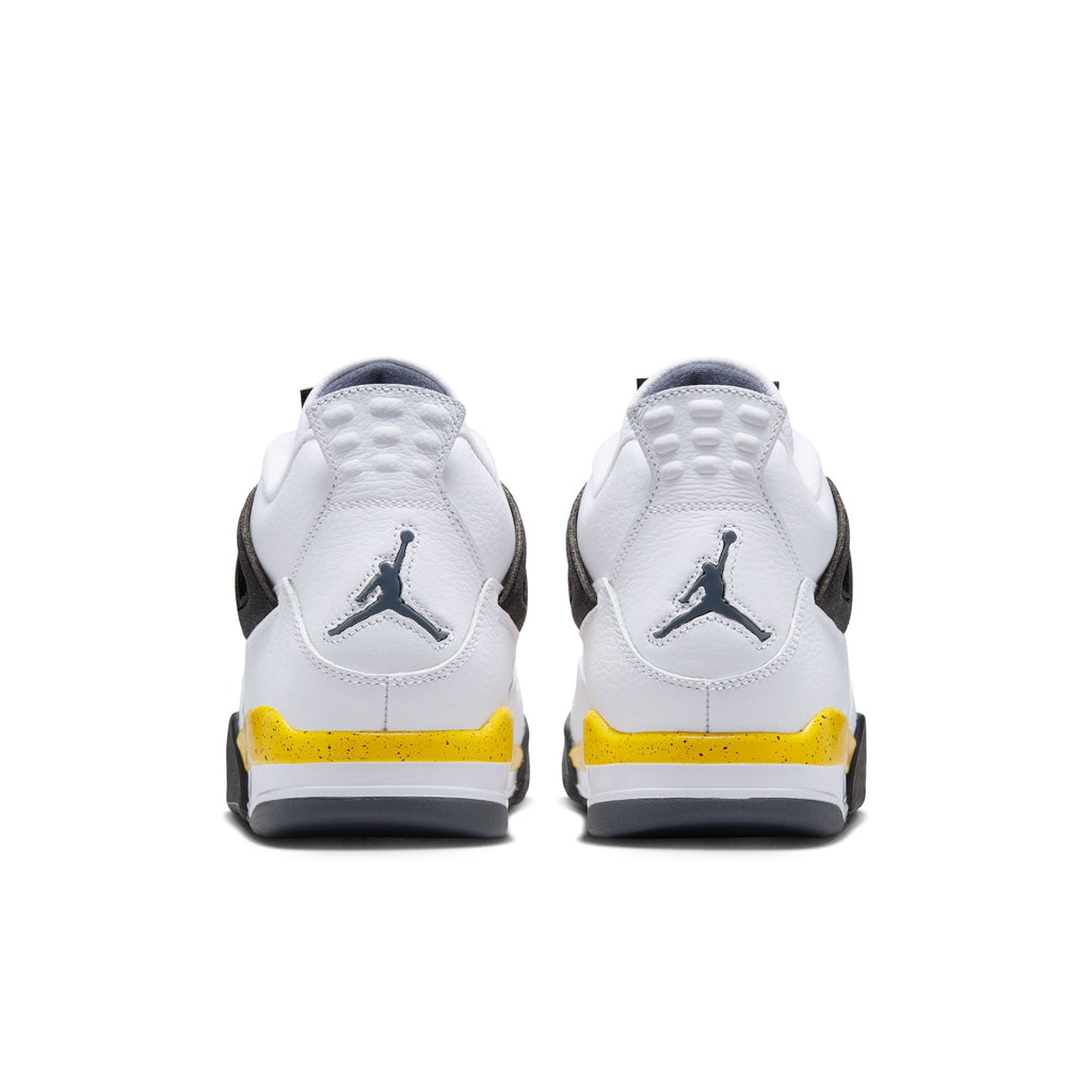"Tour Yellow" Air Jordan 4 Retro (White/Tr Yllw-DK BL Gry-Black) - product image from the listing.