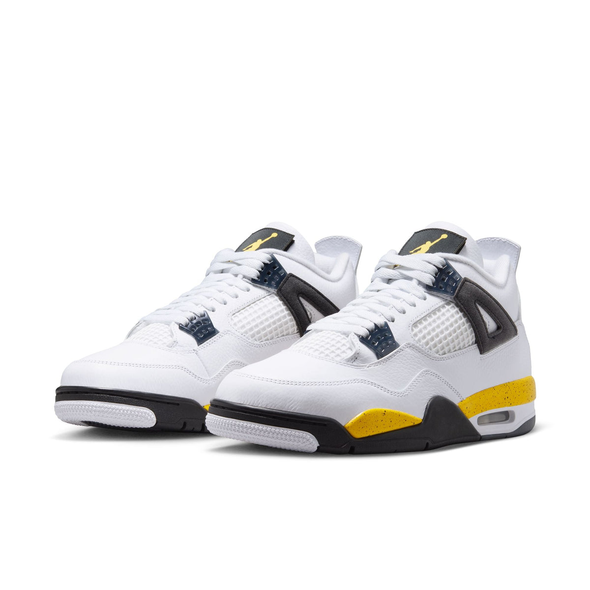 "Tour Yellow" Air Jordan 4 Retro (White/Tr Yllw-DK BL Gry-Black) - product image from the listing.