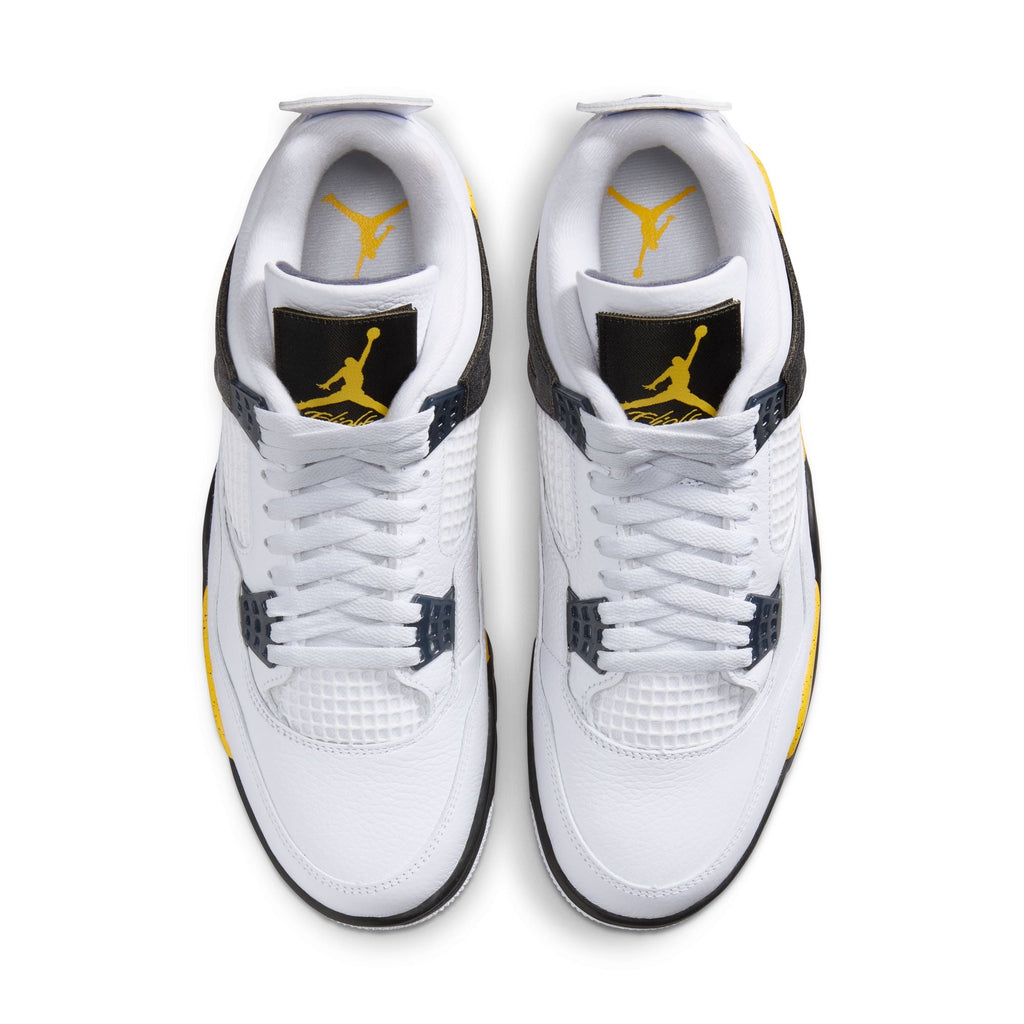 "Tour Yellow" Air Jordan 4 Retro (White/Tr Yllw-DK BL Gry-Black) - product image from the listing.
