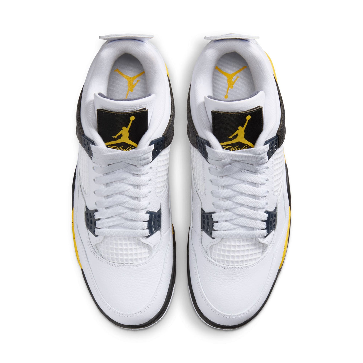 "Tour Yellow" Air Jordan 4 Retro (White/Tr Yllw-DK BL Gry-Black) - product image from the listing.