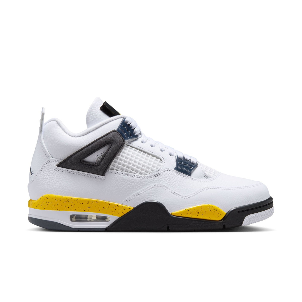 "Tour Yellow" Air Jordan 4 Retro (White/Tr Yllw-DK BL Gry-Black) - product image from the listing.