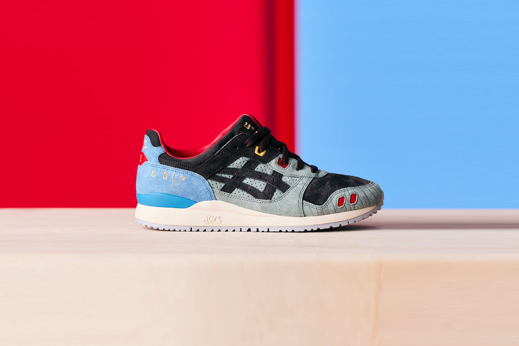 "Tropicalia" Asics x GDLP Gel-Lyte III OG Graphite Grey - product image from the listing.