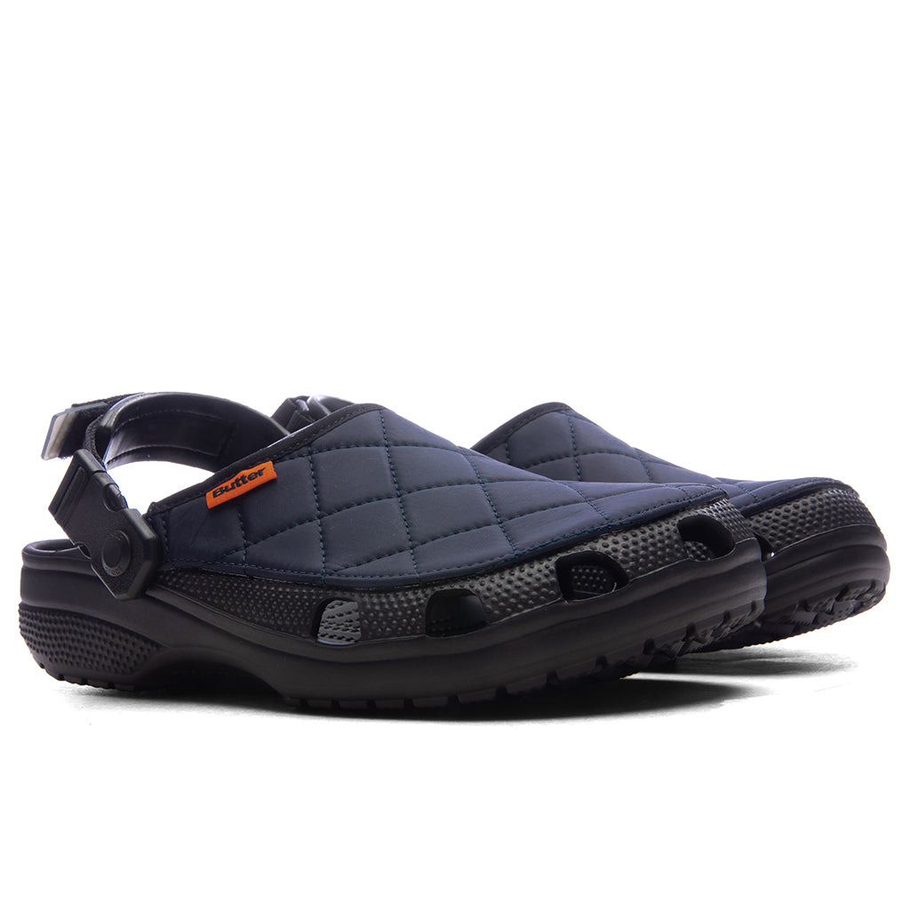 Crocs x Butter Classic Clog in Black/Navy - product image from the listing.