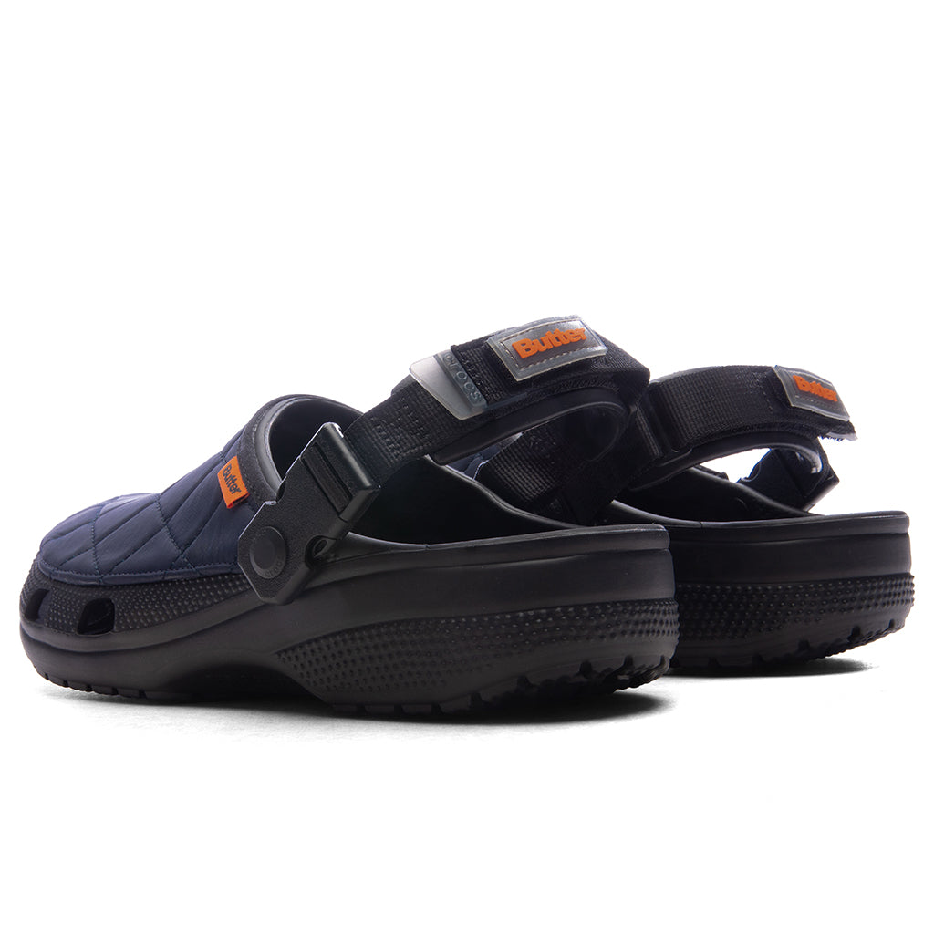 Crocs x Butter Classic Clog in Black/Navy - product image from the listing.