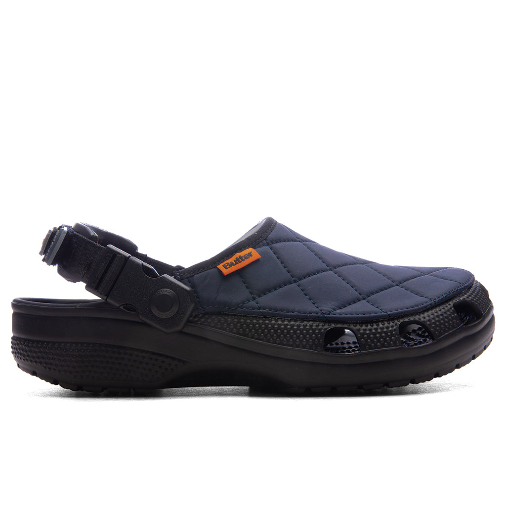 Crocs x Butter Classic Clog in Black/Navy - product image from the listing.