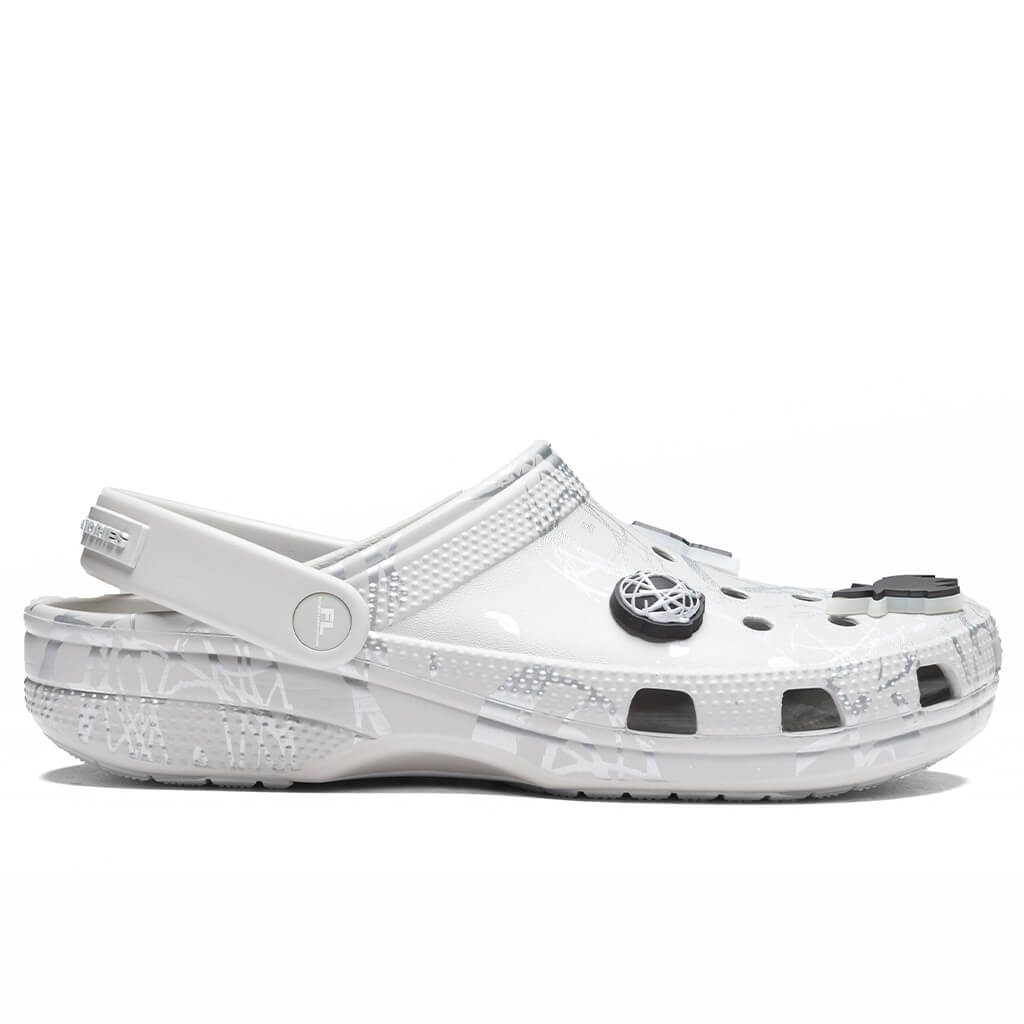 Crocs x The Futura Laboratories Classic Clog in Pearl White - product image from the listing.