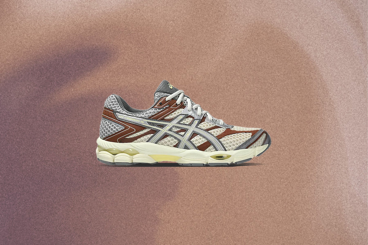 Asics x emmi Gel-Cumulus 16 in Beige/Grey - product image from the listing.