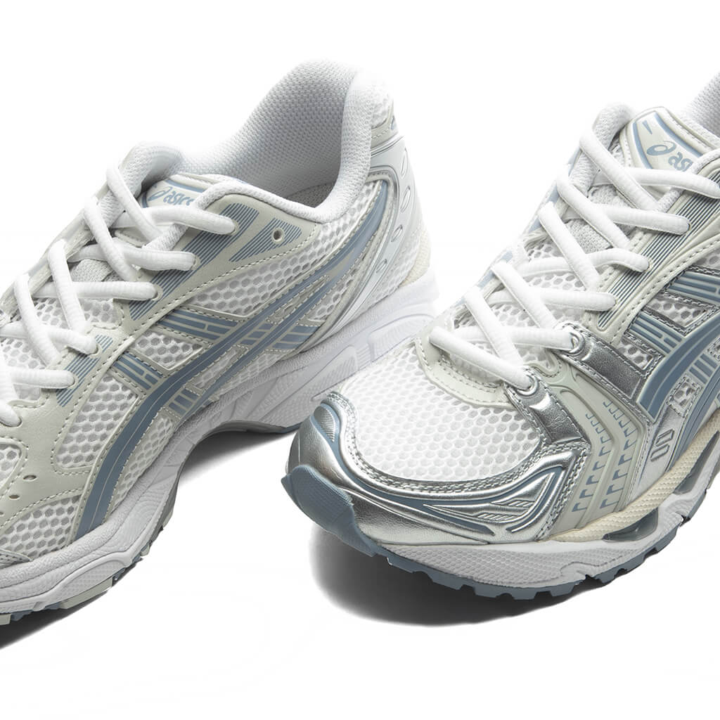 GEL-KAYANO 14 in White/Light Navy - product image from the listing.