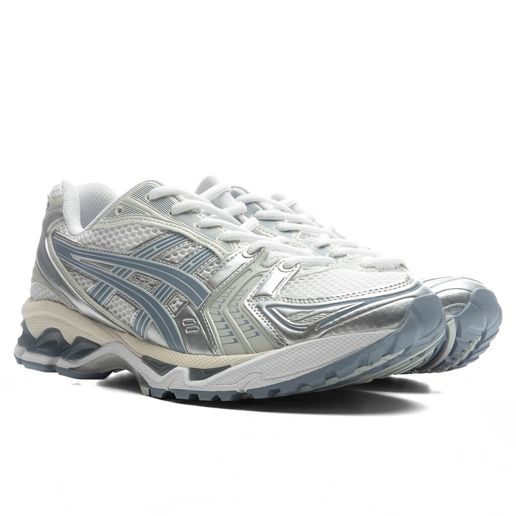 GEL-KAYANO 14 in White/Light Navy - product image from the listing.