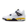 "Tour Yellow" Air Jordan 4 Retro (White/Tr Yllw-DK BL Gry-Black) - product image from the listing.