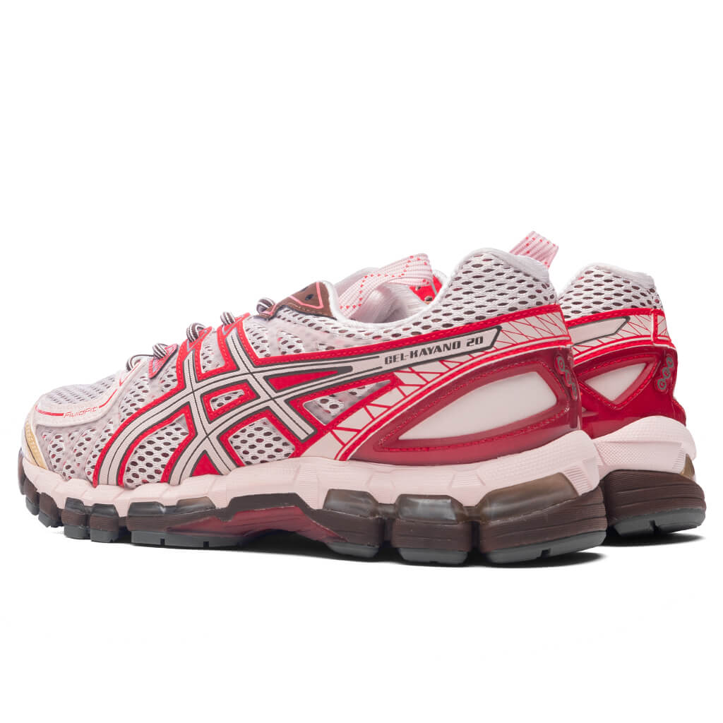 Crystal Pink/Classic Red - UB9-S Gel-Kayano 20 - product image from the listing.